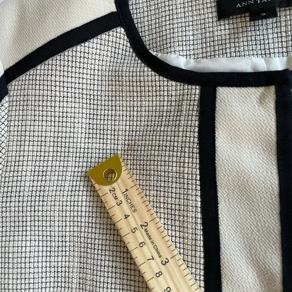 Ann Taylor Ivory and Black Trim Open-Front Blazer - Picture 10 of 11